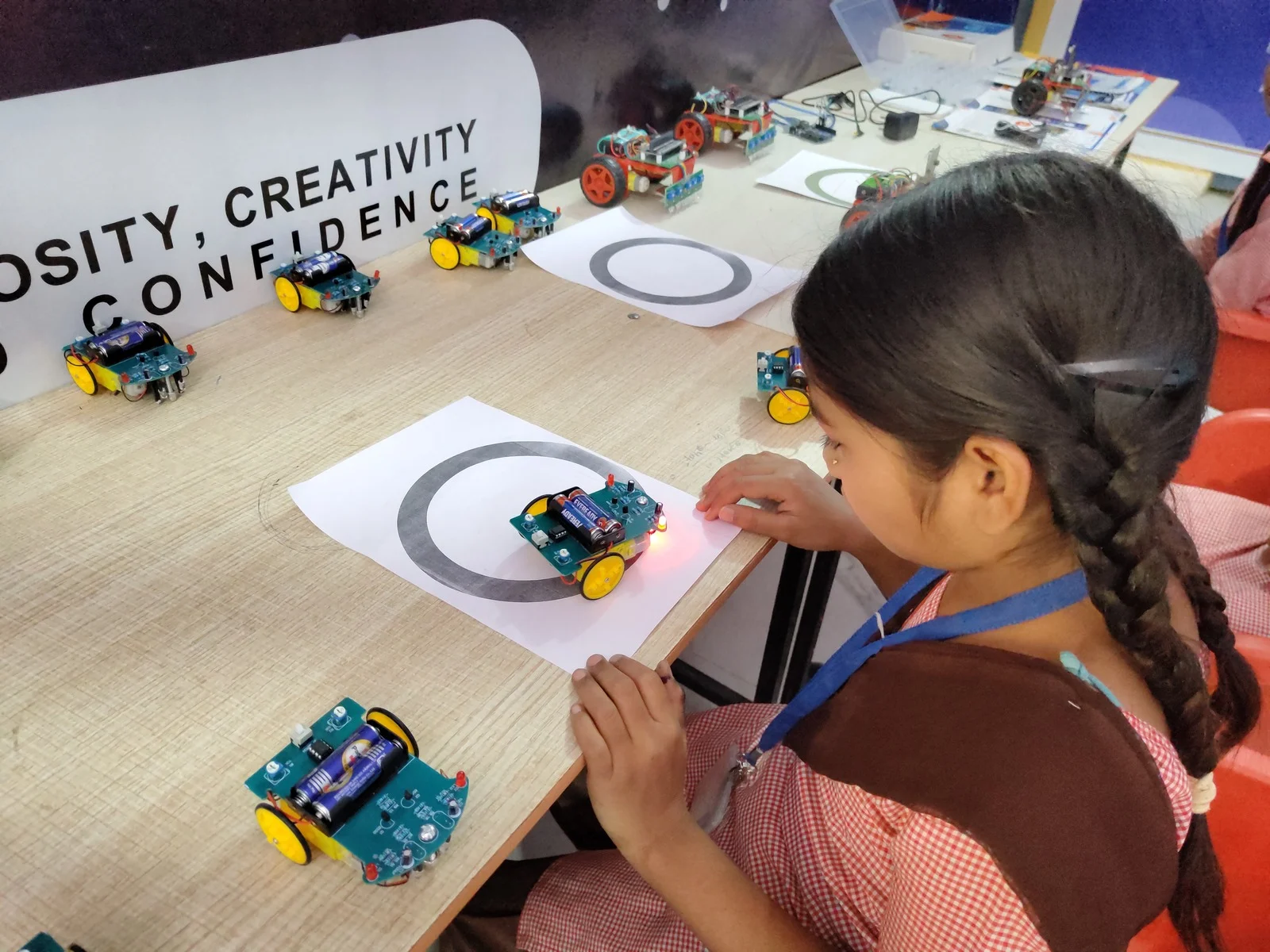 Students working on robotics